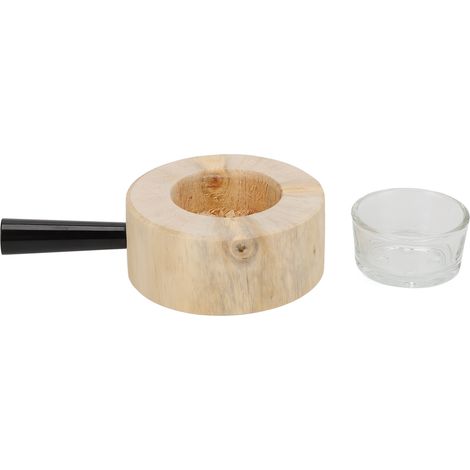 Porte-bougie en bois chandelier stable support avec coupelle pour chambre fenêtre bureau (1/5)