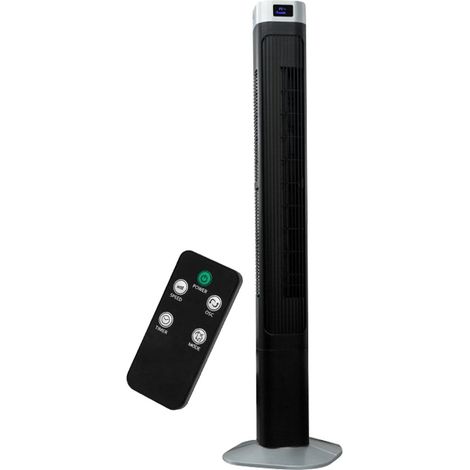 Turmventilator Standlüfter Säule Gebläse, Fernbedienung 3 Geschwindigkeiten Fernbedienung Timer oszilierend, Schwarz, H=120cm