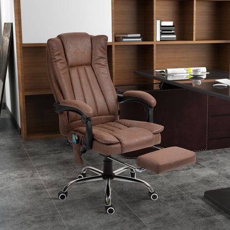 Silla de Oficina con 6 Puntos de Masaje Ajustable con Función Calefacción Reposapiés Retráctil y Control Remoto Marrón (1/5)