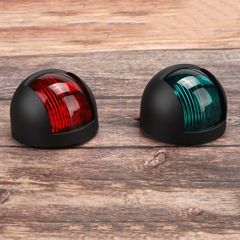 2 Stück Signallampen, rot/grün, LED, wasserdicht, Bootsnavigationslicht, 12 V/24 V, schwarz (1/5)