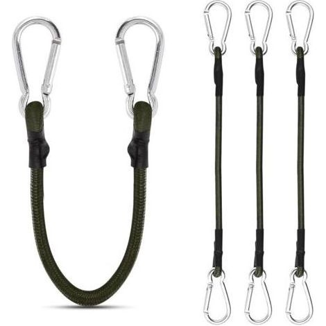 ALLIANDIS4 Pièces 30 cm Tendeurs Elastique avec Crochets Cordon Élastique avec Mousqueton Robuste Tendeur Elastique pour Camping Porte-vélos Tente Voiture, Vert (1/5)