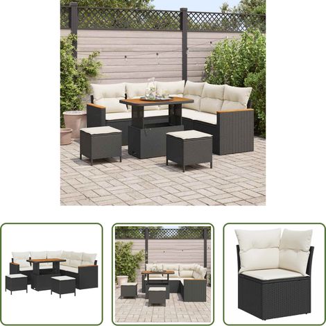 vidaXL Canapé modulaire - Ensemble de canapé de jardin 8 pcs Noir polyrotin (1/5)