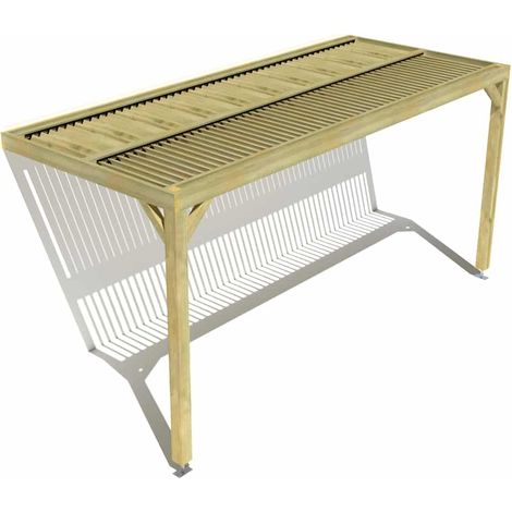 Pergola bois • 5m x 2m • adossée • sens largeur • lames orientables bioclimatiques incluses • livraison comprise (1/3)