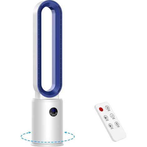Ventilateur Colonne Sans Pale,24 Vitesses Ventilateur Tour Silencieux,Ventilateur de Sol Oscillant à 60,Écran LED,Minuterie De 12 Heures, Ventilateur Sur Pied Pour Chambre & Bureau (Bleu) (1/5)