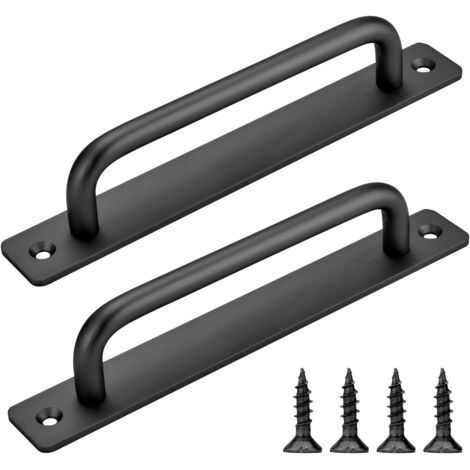 2 Pièces 180mm Noir Poignée de Porte Coulissante, Poignées de Traction de Porte de Placard en Alliage d'aluminium Poignées de Cuisine Modernes de Grange pour Armoire Hangar Tiroir (1/5)