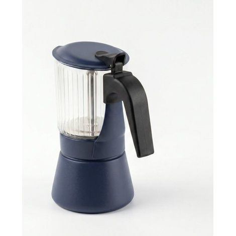 Cafetière italienne - INOXIBAR - Clair 9 tasses Bleu - verre borosilicaté - induction - soupape sécurité (1/4)