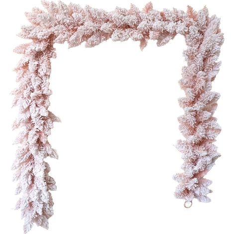 Guirlande De Noël En Plastique - Guirlande De Pin Artificiel Flocée Rose - Pour Décoration Intérieure Et Extérieure - Longueur 150 Cm