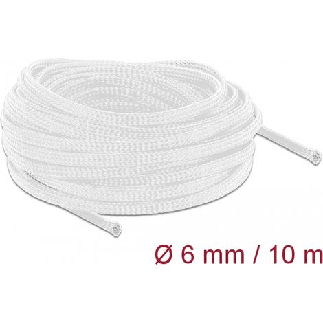 Delock Funda trenzada estirable 10 m x 6 mm, color blanco