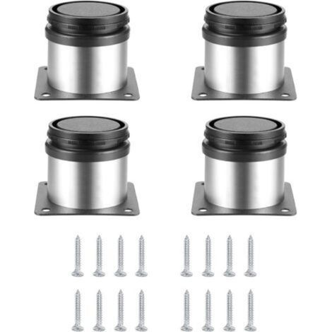 4 Pièces Pieds de Meubles Réglables, Pied de Table Reglable Hauteur Métal, Pieds Meuble Cuisine, Pieds de Meubles Armoires éTagèRes Table Acier Inoxydable, avec Vis - 50x50 mm (1/4)