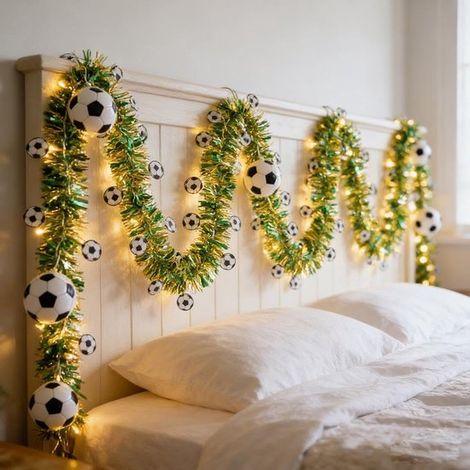 Guirnalda de luces decorativas con forma de balón de fútbol，guirnalda de luces impermeables para exteriores，bares y restaurantes. (400 cm) (1/5)