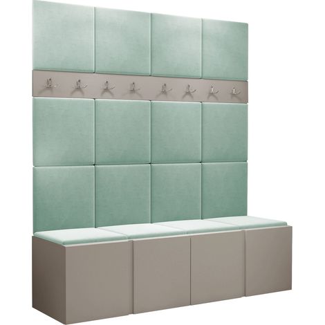 Conjunto para recibidor Pinis V, Manila 11, 186x168x46cm, Aglomerado laminado, Tapiz, Colocada, Montada en la pared