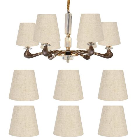 6 pièces Lustre Abat Jour Moderne E14 Clip sur Toile de Jute Naturelle Lustre Abat Jour Droplight Applique Petit Abat Jour Tissu Abat Jour tre 14 (1/4)