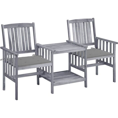 Chaises de jardin avec table à thé-Chaise de terrasse-Chaise d'extérieur et coussins Acacia solide 870768 (1/5)