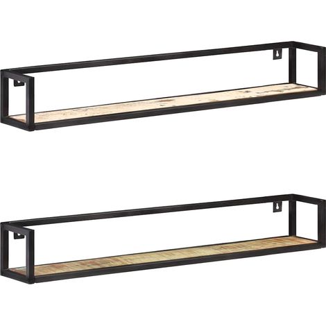 Lot de 2 Étagères murales Étagère de Rangement - Meuble de rangement 120 cm Bois de récupération massif BV394566 - BonneVie (1/5)