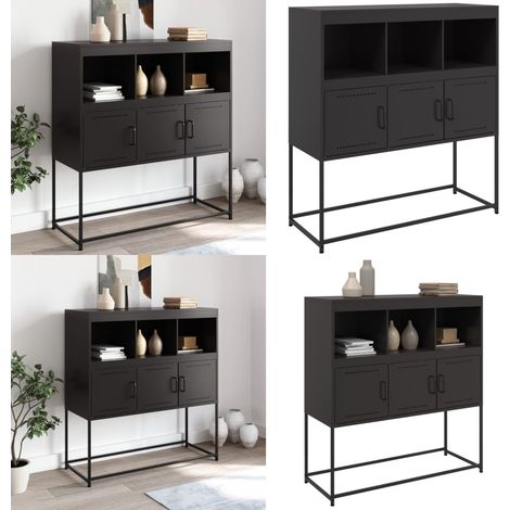 Sideboard Schwarz 100,5x39x107 cm Kaltgewalzter Stahl - Sideboard - Schreibtisch - Wohnzimmermöbel - Metallschrank - Schwarzer Schrank - Home & Living (1/5)