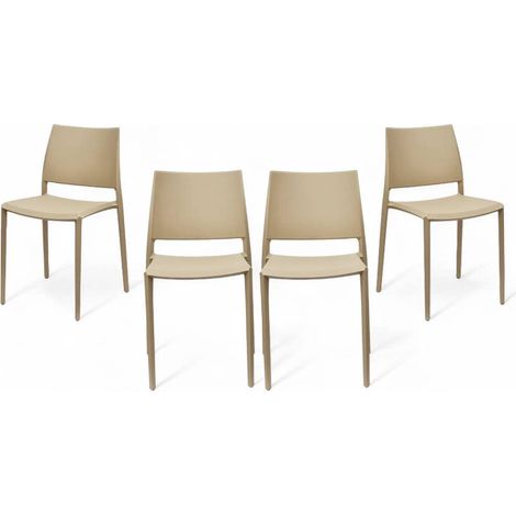 Set di 4 Sedie Milano Polipropilene Ristorante Bar Natural (1/5)