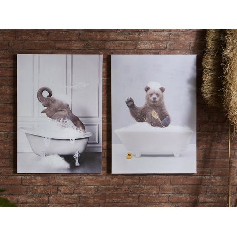 Lienzo Impr. Animales Baño 50%  Oleo 50X70 Cms. S/2 50X3X70 Cms (1/3)