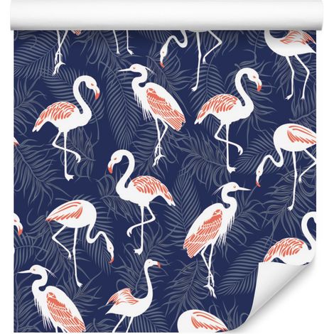 Papel pintado de flamencos para salón y dormitorio, 50x1000 cm. (1/5)