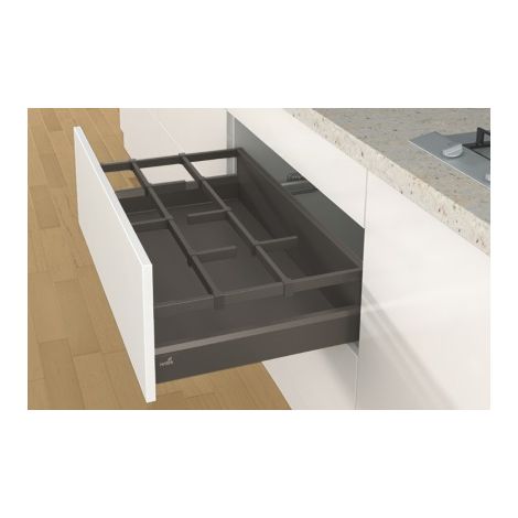Hettich – Tringle recoupable anthracite 2000mm en acier avec revêtement en poudre – Compatible tiroirs à l'anglaise – 9182712