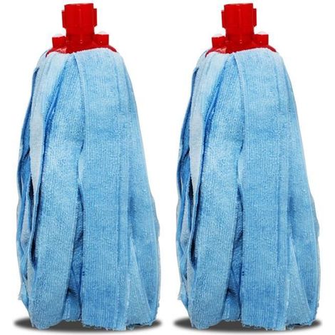Lot 2 mop,serpillère à franges pour balai,recharge vadrouille,tête de rechange en microfibre absorbante - Hauteur 30 cm (1/2)