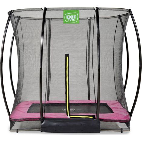 EXIT Silhouette Ground Trampoline 5x7ft with Safety Net – Pink