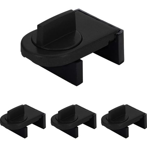 CCYKXA 4-teiliges Schiebetürschloss-Set, verstellbarer Anschlag, Fenstersicherung, Schiebefensterstopper, kein Bohren erforderlich, für Schiebetüren und -fenster (Schwarz)
