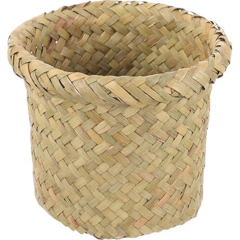 Multifunktionaler Abfalleimer für den täglichen Gebrauch, Abfalleimer aus gewebtem Seegras, Bürobedarf – 15,00 x 15,00 x 12,00 cm (1/4)