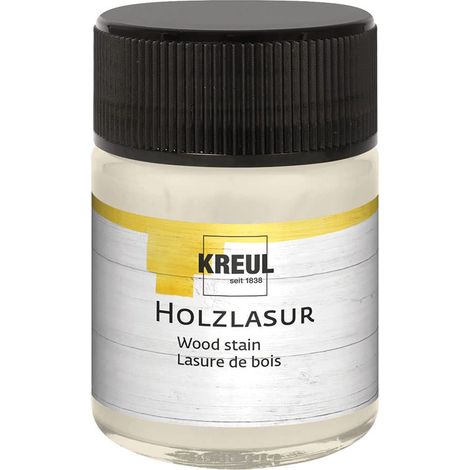 Lasure acrylique pour bois aux couleurs intenses, pot de 50 ml en blanc, pour bois naturel non traité et papiers naturels absorbants, fluide - peinture liquide à base d'eau (1/3)