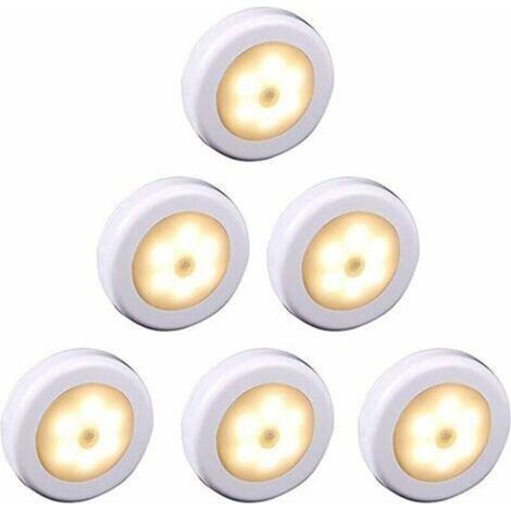 Luci LED wireless con sensore di movimento – 6 pezzi – Luce calda – Installazione semplice con adesivo 3M – Ideali per armadi e corridoi