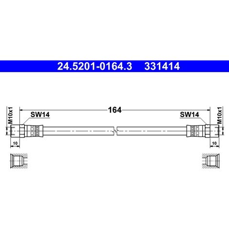 Flexible de frein ATE 24.5201-0164.3 AUDI 171 611 775 175 611 775 321 611 775 A
