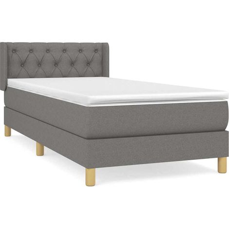 Maison Exclusive - Sommier à lattes de lit avec matelas Gris foncé 80x200 cm Tissu (1/5)