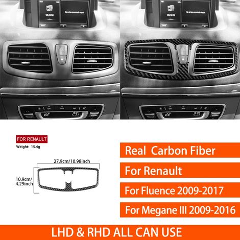 -6 Convient pour Renault Fluence Megane 3 RS 2009-2017. Stickers en véritable fibre de carbone pour autoradio, lecteur CD/clim, levier de vitesse, panneau de porte et accessoires de garniture automobi (1/4)