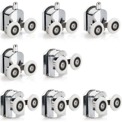 Vtizikl 8 Roulettes Porte de Douche Coulissante Roulette Porte Coulissante Douche en Alliage de Zinc 23 mm de Diamètre Roues Jumelées de Rechange pour Salle de Bain (1/4)