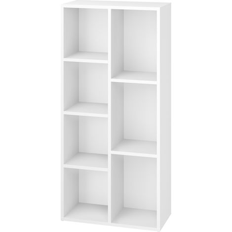 Étagère Cubique avec 7 Compartiments, Autoportante pour Bureau, Salon, Salle à Manger, Blanc (1/5)