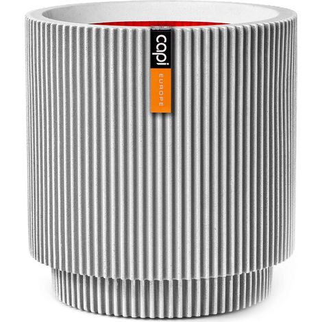Capi Europe Übertopf Groove NL Zylinder Elfenbeinfarben mit Isolierschicht Ø 36,6 cm - Kunststoff