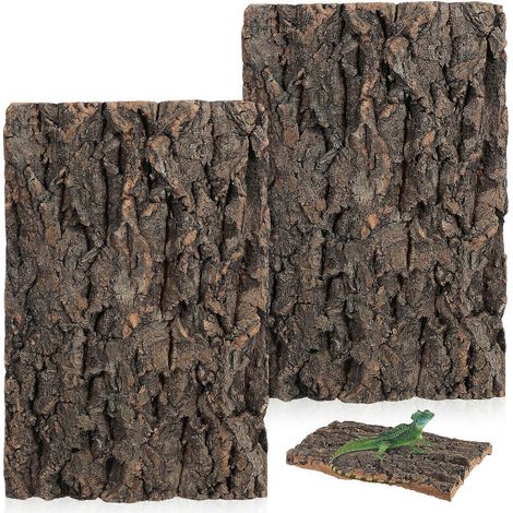 Lot de 2 décorations en écorce de liège pour reptiles, terrarium pour dragon barbu, aquarium, aménagement paysager, ornement en écorce d'arbre, habitat pour reptiles (1/3)