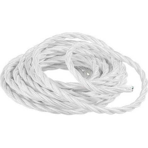 FANTON cavo elettrico tessile colore bianco treccia seta 10mt 3G1.5 filo rivestito in tessuto vintage stile retrò per lampadari applique 93808-10 (1/3)