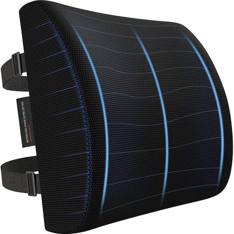 Coussin lombaire - Soutien du dos - Mousse à mémoire de forme ergonomique pour un soutien lombaire optimal - 1 pièce - Noir (1/5)