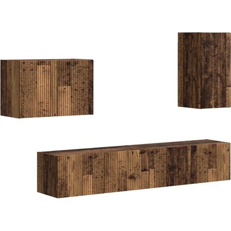 Maison Exclusive - Set di Mobiletto da TV a Parete 4 pcs Legno vecchio