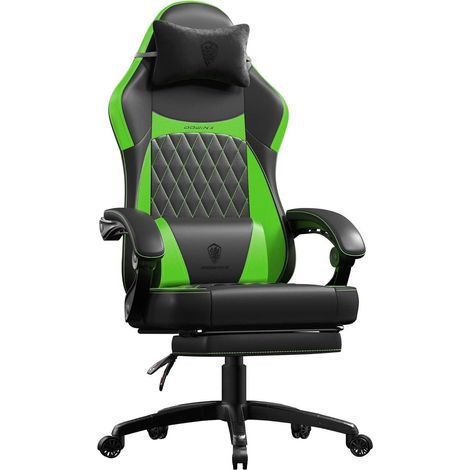 Gaming Stuhl Racing Lendenwirbelstütze PU Leder 150KG Grün (1/5)