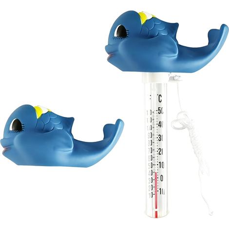 Thermomètre flottant pour piscine design animal rigolo, thermomètre analogique incassable avec cordon, adapté piscine spa bassin extérieur et intérieur, aquarium (Baleine) (1/5)