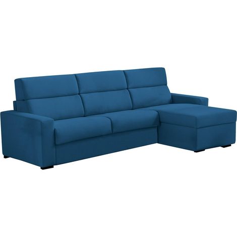 Sofa mit Bettfunktion und Ottomane Celleno, abziehbar, mit Stauraum, in Italien hergestellt, wasserabweisend