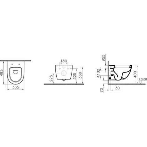 Vitra  SENTO WC compatto 49,5 cm con fissaggi invisibili + sedile ultrasottile softclose (SentoCompact) (1/5)