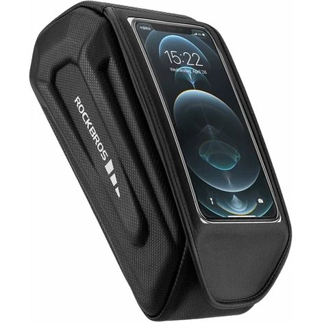 Bolsa para bicicleta Rockbros con cuadro impermeable y funda para teléfono - negro
