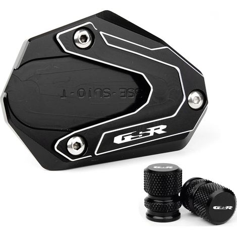 (1 jeu - Noir) Plaque d'extension de béquille latérale CNC pour moto, compatible avec SUZUKI GSR750 gsr750 GSR 750. (1/4)