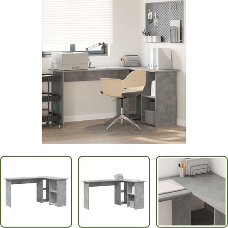 Holzwerkstoff Schreibtisch - Schreibtisch Beton Grau 142 x 102 x 73 cm Holzwerkstoff (1/5)