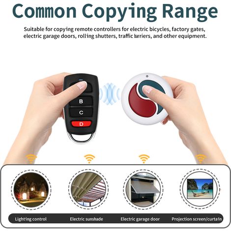 Télécommande universelle SOB02-KB ronde design Yin-Yang 2 boutons clonable 433MHz ABS pour portail garage (1/4)