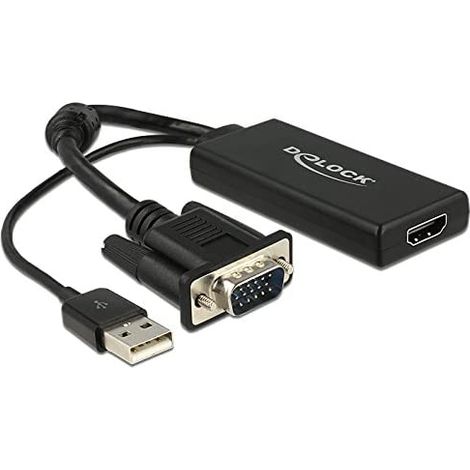 DeLOCK 0.25m VGA+USB2.0-A/HDMI 0,25 m VGA (D-Sub) + USB Negro (1/2)