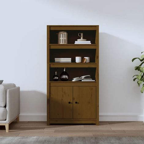 Buffet haut, Meuble de Rangement, Armoire de Cuisine Marron miel 80x35x154 cm Bois massif de pin RDS8722 (1/5)