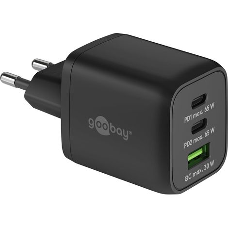 Chargeur Rapide multiport USB-C PD Nano (65 W) / 2 x USB-C PD 1 x USB-A Quick Charge/Adaptateur Secteur pour câbles de Charge iPhone et Autres téléphones Mobiles/Noir (1/5)